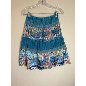 vtg y2k Mini Skirt Fairy Grunge Whimsigoth Fairy goth Blue Sequin Satin S
